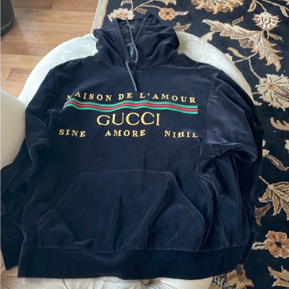 Authentic unisex gucci velvet hoodie